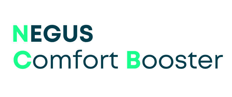 Logo mit dem Text Negus Comfort Booster, wobei die Buchstaben N, C und B grün hervorgehoben sind.