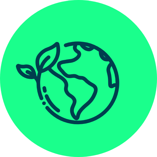 Erde mit einem Blatt als Symbol für Umweltschutz auf grünem Hintergrund.