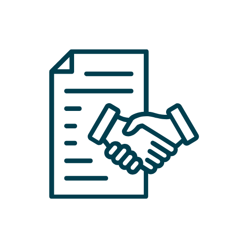 Dokument mit Handschlag-Symbol für Vereinbarung oder Vertrag.