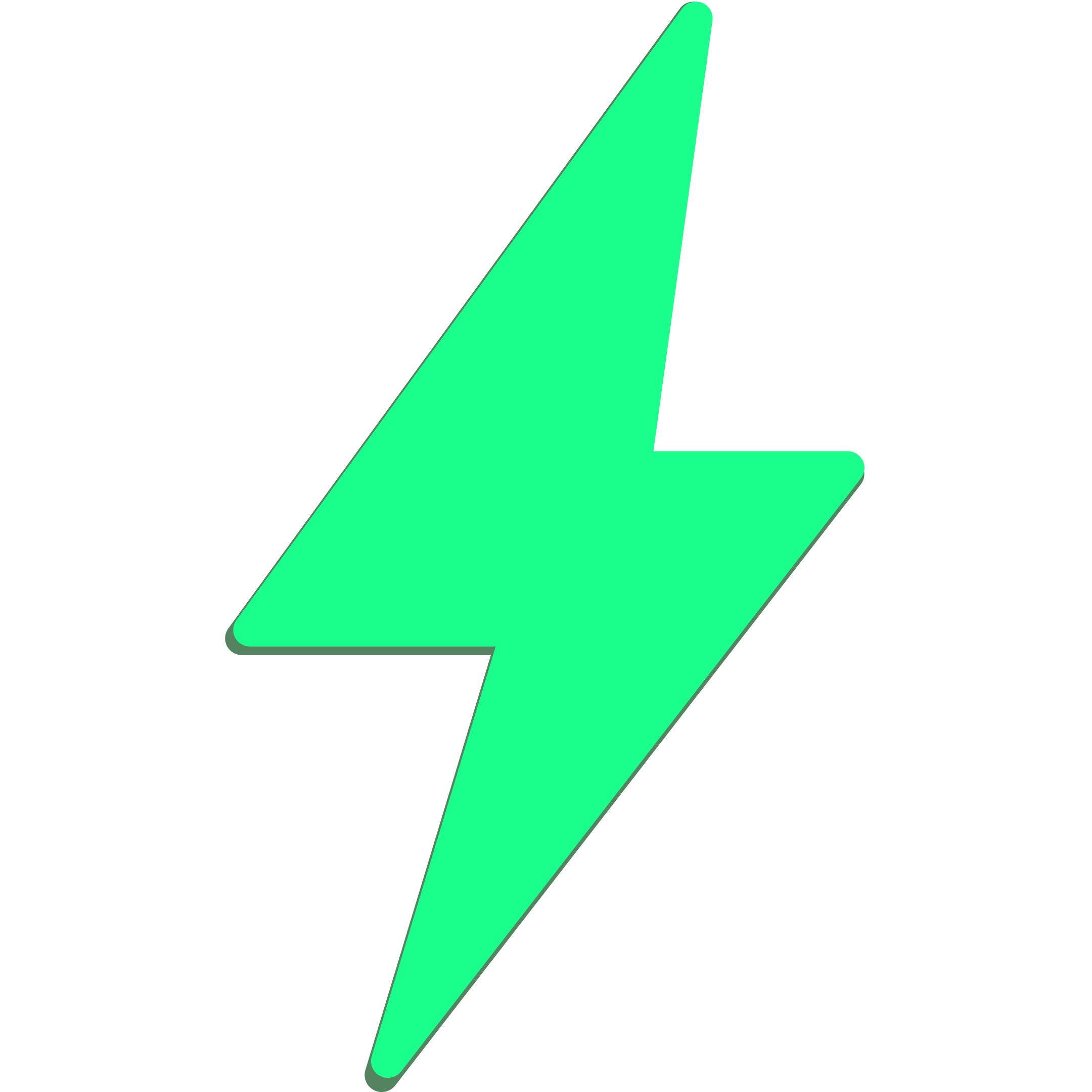 Grünes Blitzsymbol auf transparentem Hintergrund.